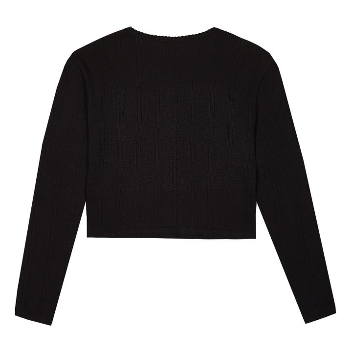 Cardigan Pointelle in cotone organico | Nero- Immagine del prodotto n°1