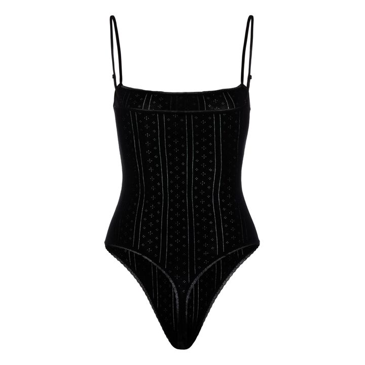 Body Pointelle in cotone organico | Nero- Immagine del prodotto n°2
