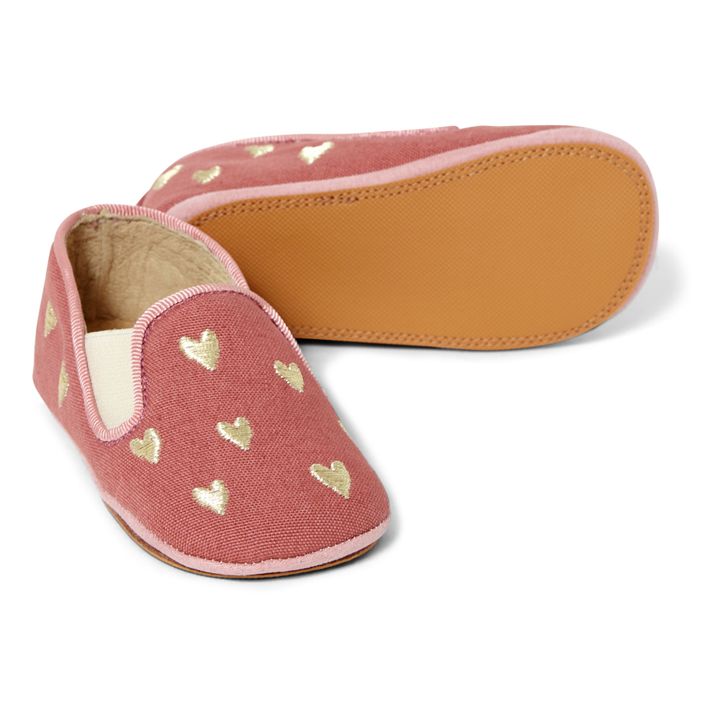 Chaussons Noa Coton Cœurs | Rose- Image produit n°1