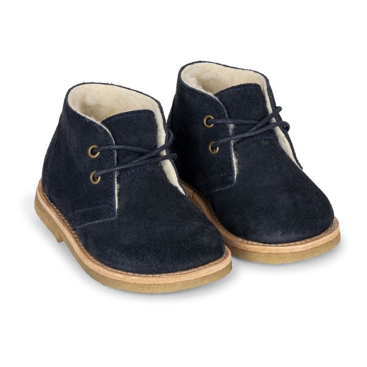 Sneakers allacciate in pelle scamosciata Woolie Desert | Blu marino- Immagine del prodotto n°2