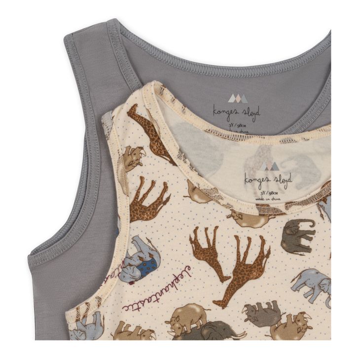 2er-Pack Tanktops aus Bio-Baumwolle Elefanten | Grau- Produktbild Nr. 1