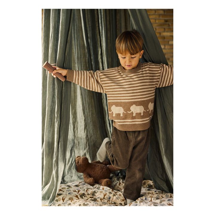 Gestreifter Pullover aus Merino-Bio-Baumwolle Loui | Braun- Produktbild Nr. 1