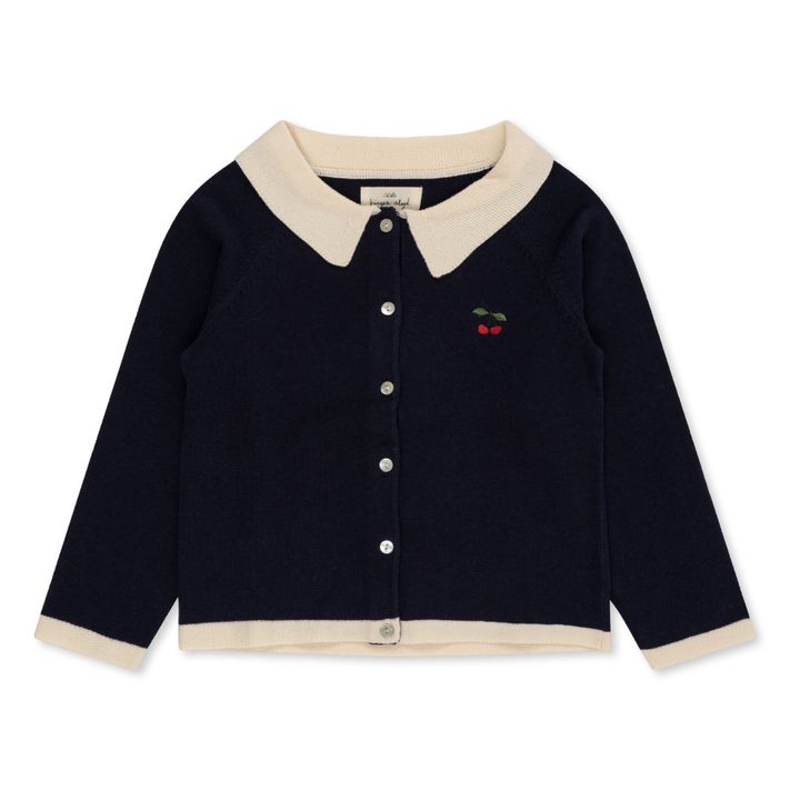 Cardigan Col Claudine Tricot Coton Bio Venton | Bleu marine- Image produit n°0