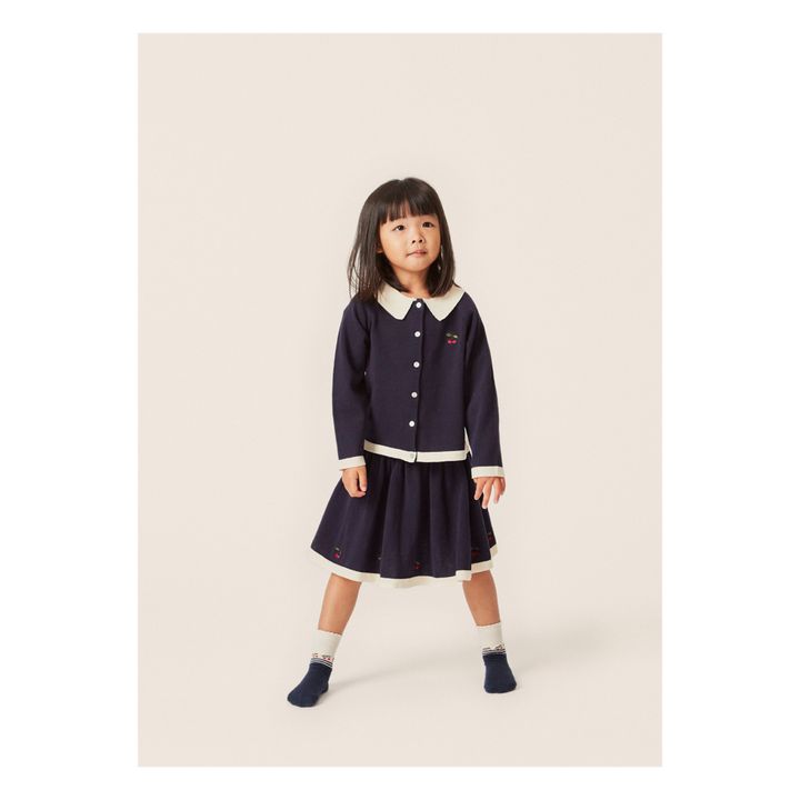 Cardigan Col Claudine Tricot Coton Bio Venton | Bleu marine- Image produit n°1