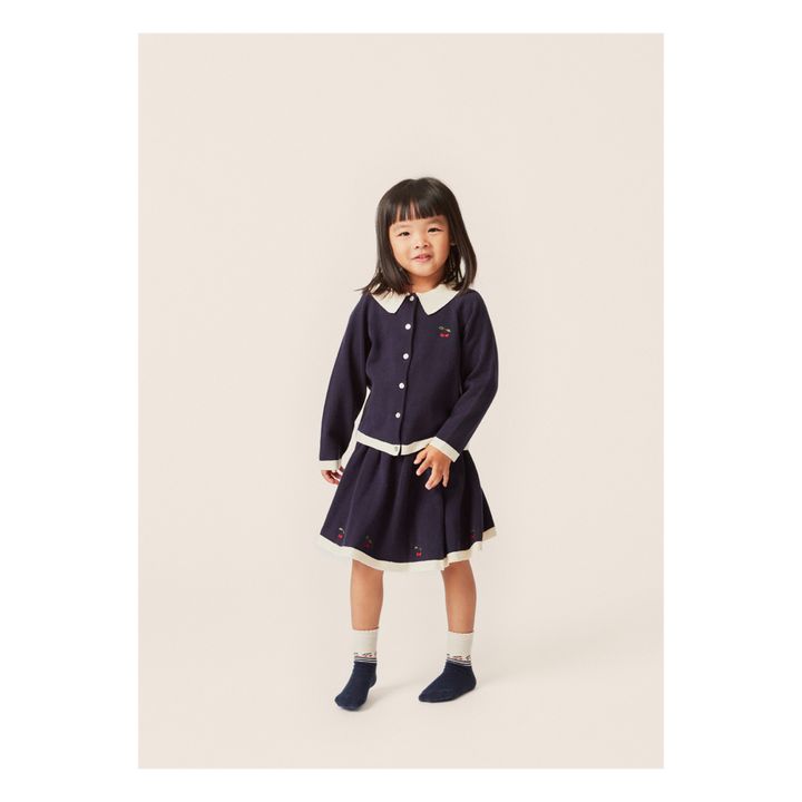 Cardigan Col Claudine Tricot Coton Bio Venton | Bleu marine- Image produit n°2