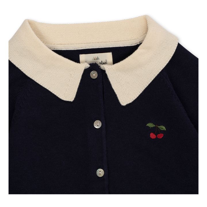 Cardigan Col Claudine Tricot Coton Bio Venton | Bleu marine- Image produit n°4
