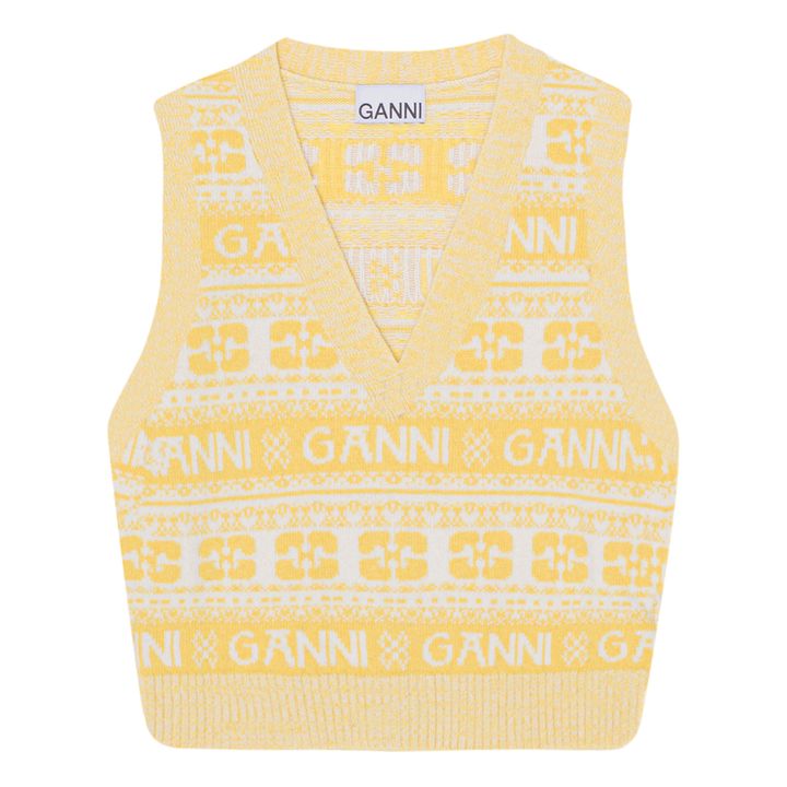Pull senza maniche, modello: Logo, in lana riciclata | Giallo- Immagine del prodotto n°0