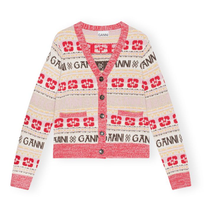 Cardigan, modello: Logo, in lana riciclata | Rosso- Immagine del prodotto n°0