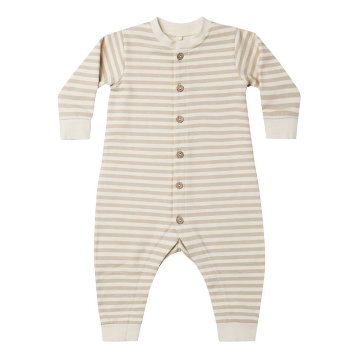 Tuta a righe in cotone biologico | Beige- Immagine del prodotto n°0