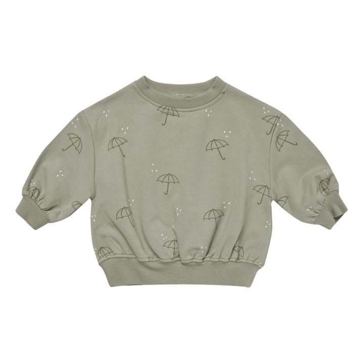 Sweat Coton Bio Imprimé Parapluies | Vert pâle- Image produit n°0