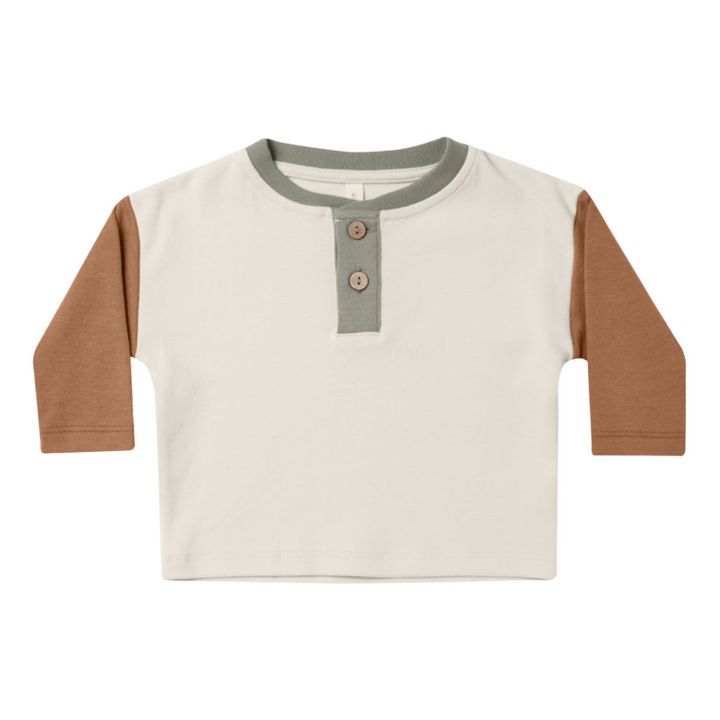 T-Shirt Coton Bio Jersey Color Block | Camel- Imagen del producto n°0