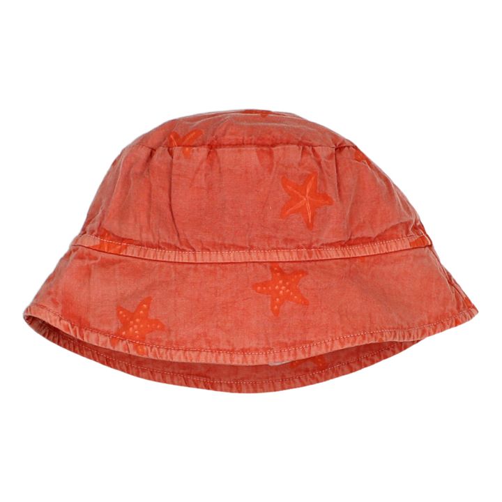 Gorro de algodón orgánico para bebé con estampado de estrellas de mar | Rojo- Imagen del producto n°0