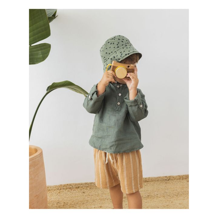 Gorro de algodón orgánico para bebé con estampado animal print | Verde Kaki- Imagen del producto n°4