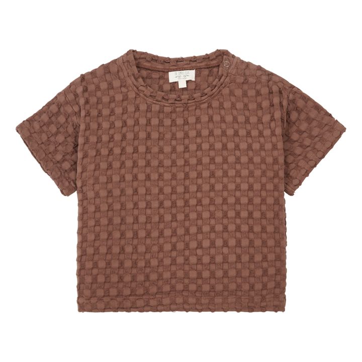Top in cotone bio, goffrato, modello: The Bay | Cioccolato- Immagine del prodotto n°0