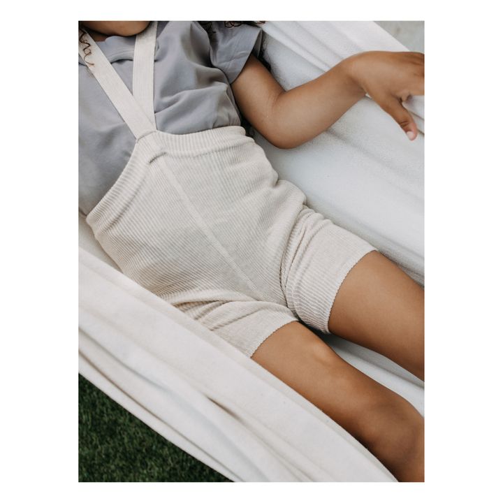 Shorts con bretelle, in cotone bio | Ecru- Immagine del prodotto n°2