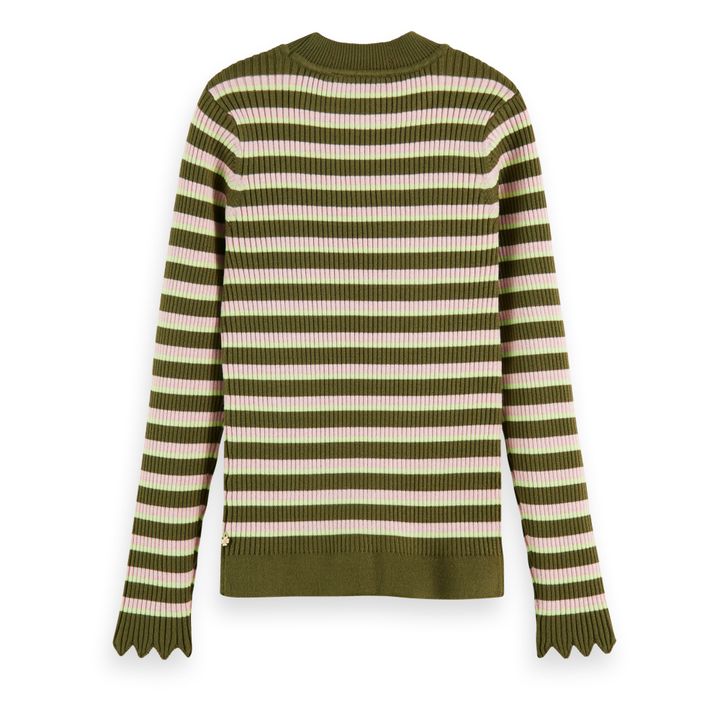 Maglione a Righe | Verde militare- Immagine del prodotto n°6