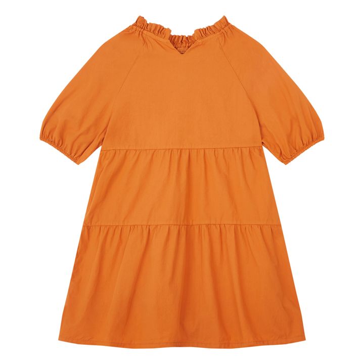 Robe Fille en Popeline Organique Manches 3/4 | Sienne- Image produit n°0