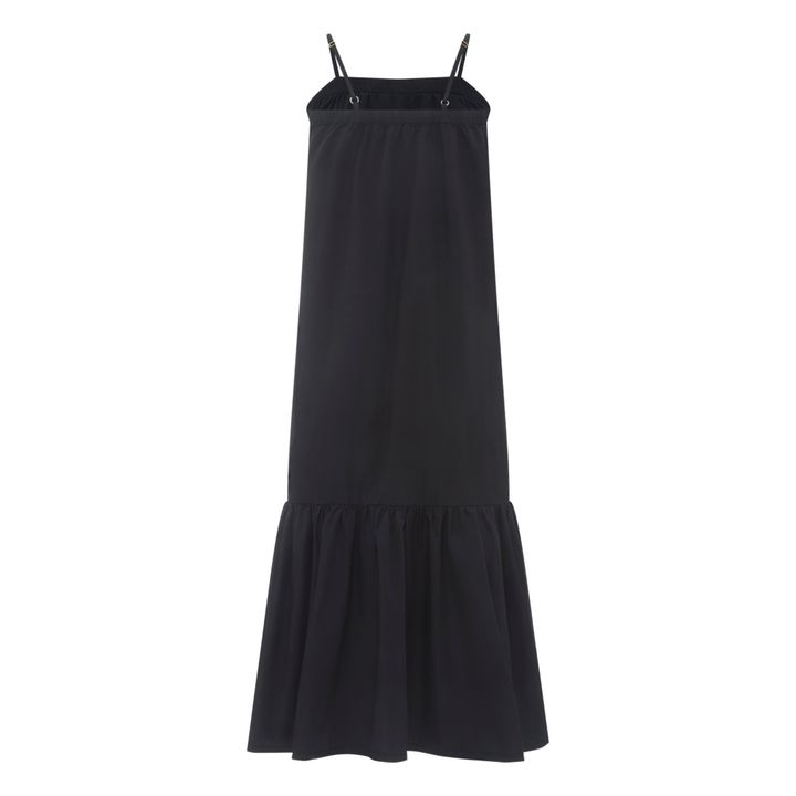 Vestito Midi Donna con Bretelle Sottiliin Popeline Organico | Nero- Immagine del prodotto n°1