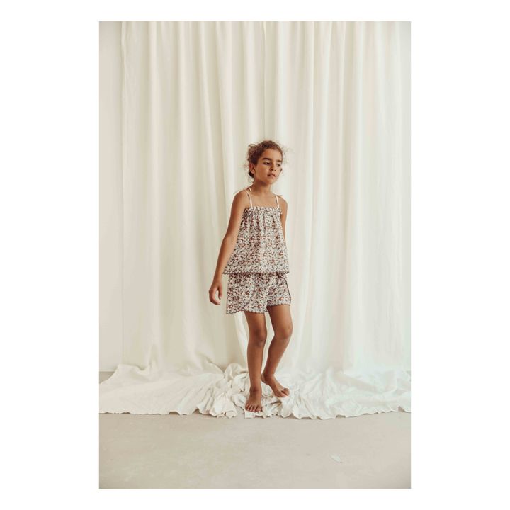 Top in cotone organico floreale Ada | Beige- Immagine del prodotto n°4