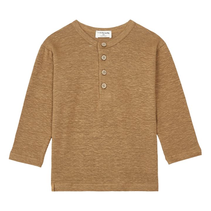 Camiseta de lino de manga larga Beto | Camel- Imagen del producto n°0