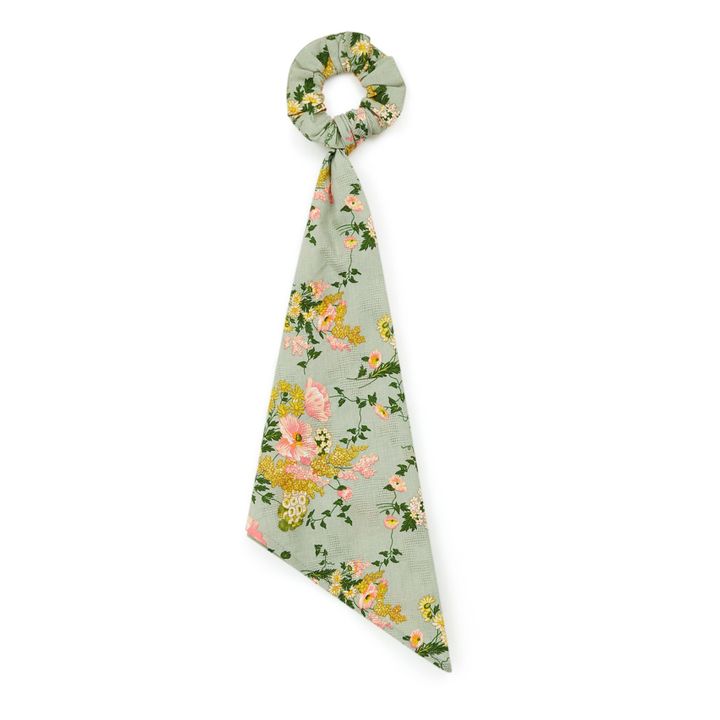 Scrunchie Foulard Lurex Fiori | Salvia- Immagine del prodotto n°0