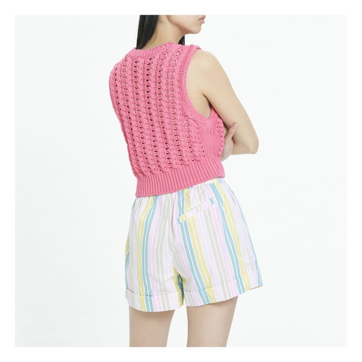 Cable Knit Sleeveless Cropped Sweater | Rosa Bombón- Imagen del producto n°2