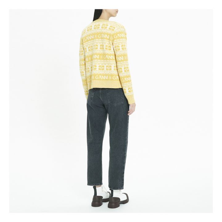 Cardigan Logo Laine Recyclée | Jaune- Image produit n°2