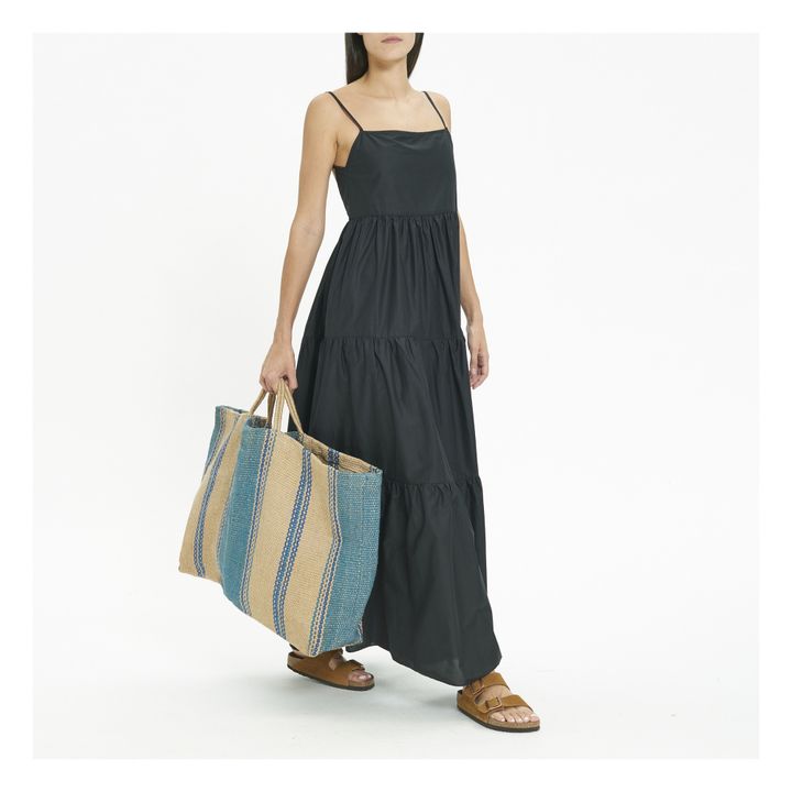 Borsa a righe, in juta, Extra Large | Blu- Immagine del prodotto n°1