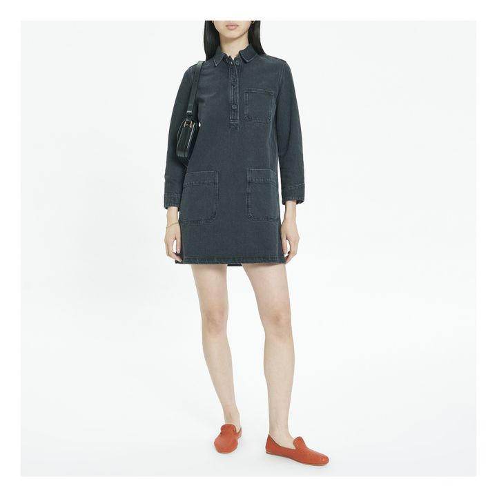 Vestido de algodón reciclado Aurelia | Washed Black- Imagen del producto n°1