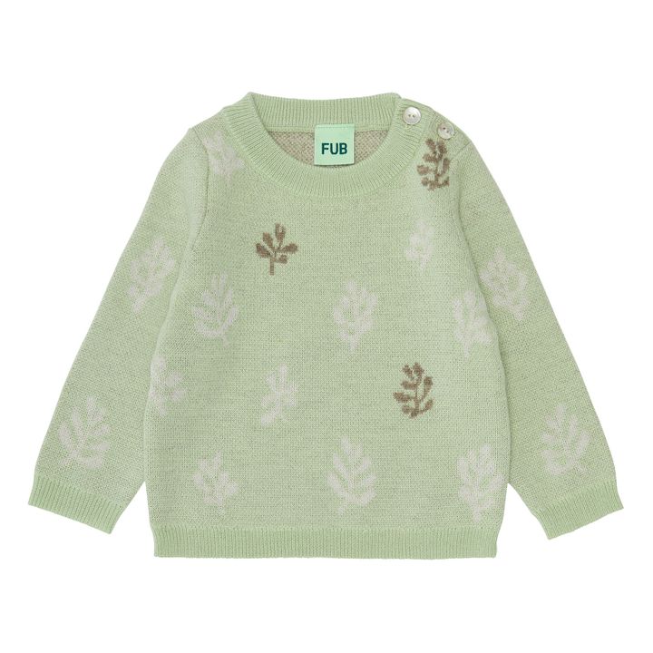 Baby Jaquard Merino Wool Sweater | Almond green- Product image n°0
