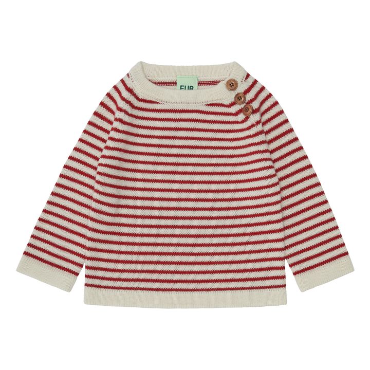 Baby Marinière Merino wool jumper | Red- Product image n°0