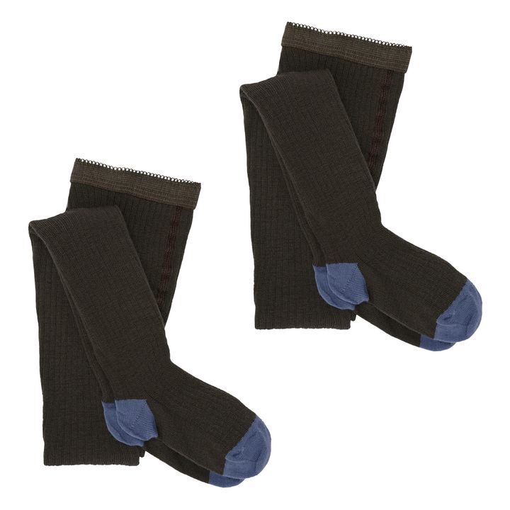 Set of 2 Wool Tights | Chocolate- Product image n°0