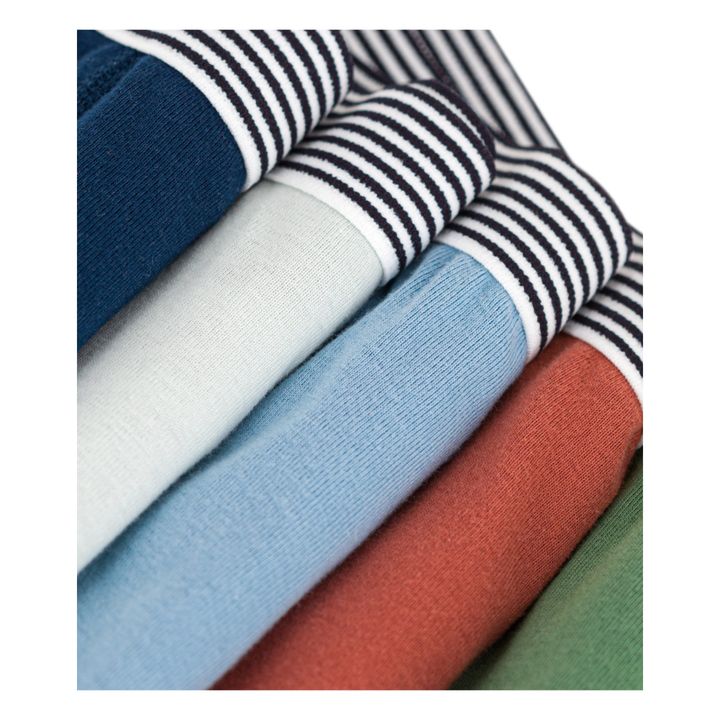 Lot 5 Boxershorts aus Unifarbener Rippe | Blau- Produktbild Nr. 1