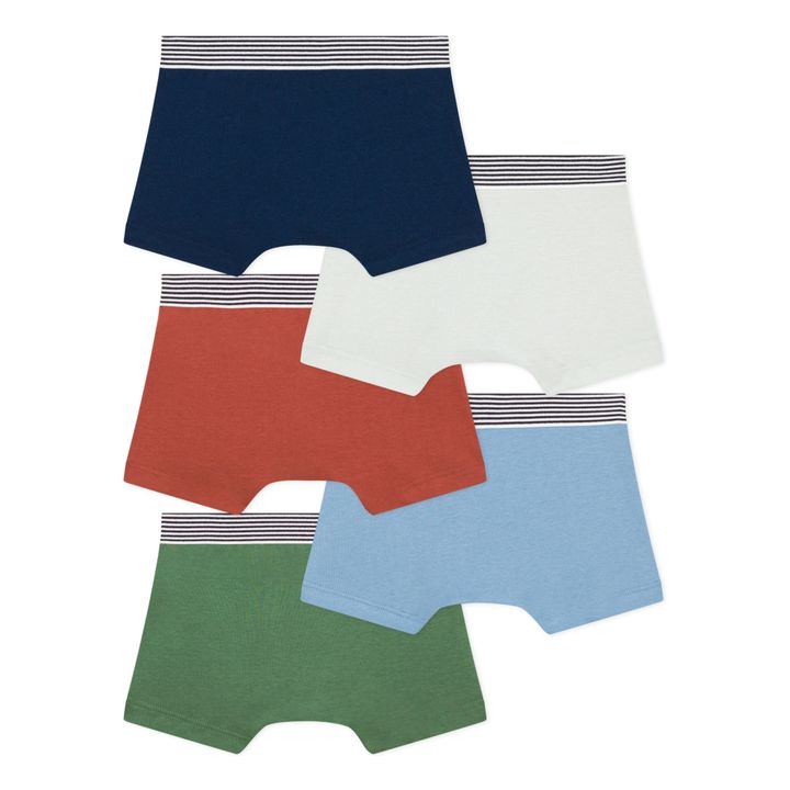 Lot 5 Boxershorts aus Unifarbener Rippe | Blau- Produktbild Nr. 2