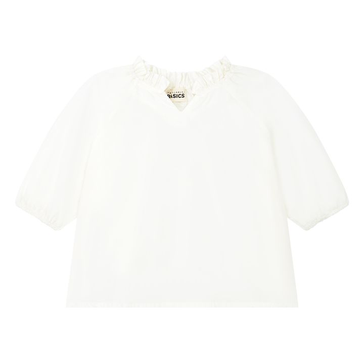 Girl's 3/4 Sleeve Organic Poplin Dress | Off white- Product image n°0