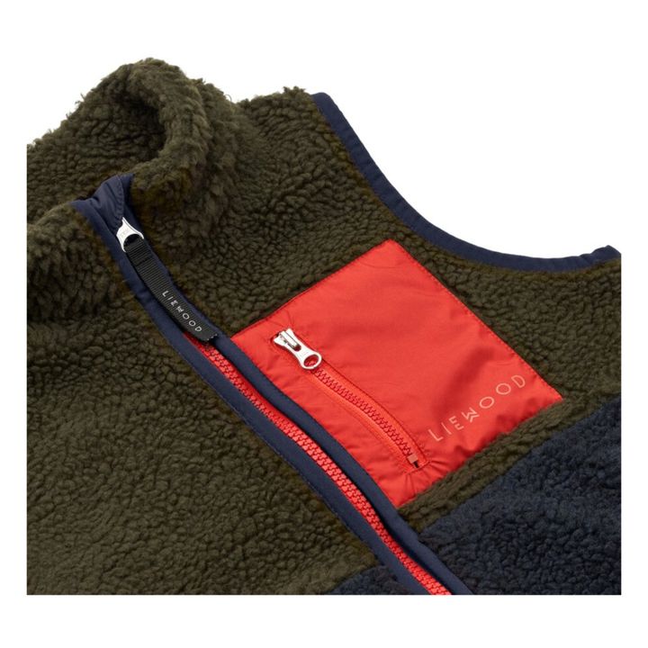 Chaqueta sin mangas de piel reciclada Vada | Verde Kaki- Imagen del producto n°1