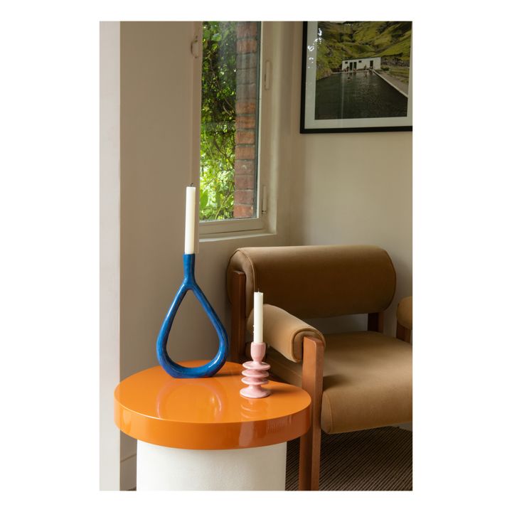 Earthenware Candle Holder | Blu- Immagine del prodotto n°3