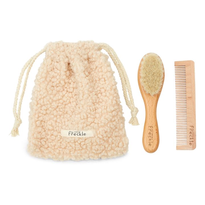 Set Haarbürste + Kamm + Beuteltasche Sherpa | Beige- Produktbild Nr. 0
