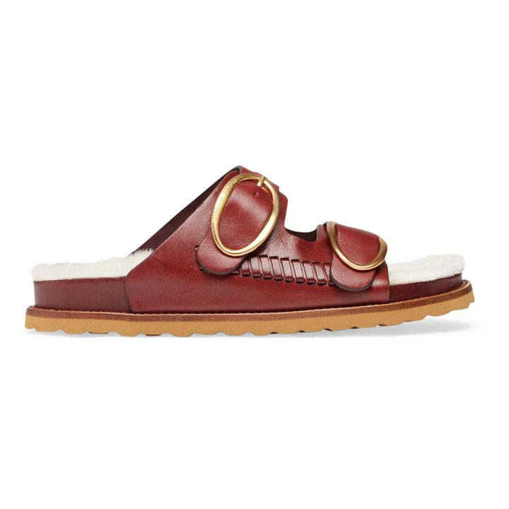 Sandalen aus Pflanzenleder und Shearling | Rübenfarbe- Produktbild Nr. 1