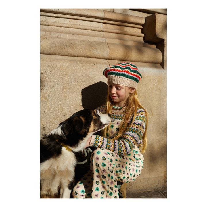 Floral Corduroy Dungarees Lise | Ecru- Product image n°4