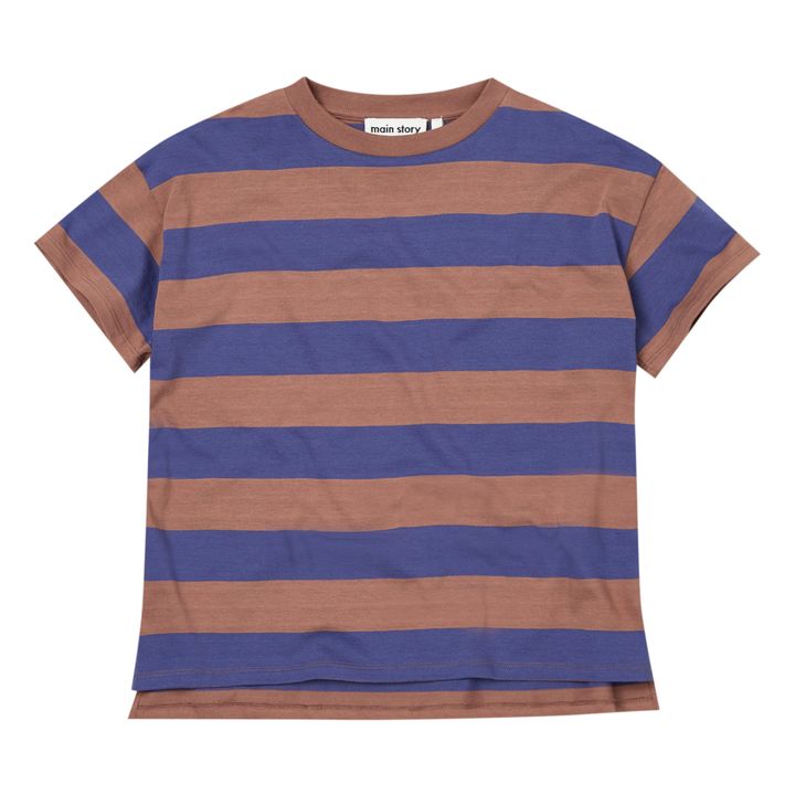 Oversize Striped Organic Cotton T-shirt | Brown- Product image n°0