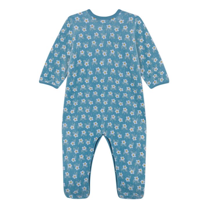 Pyjama Blumen aus Samt | Blau- Produktbild Nr. 2