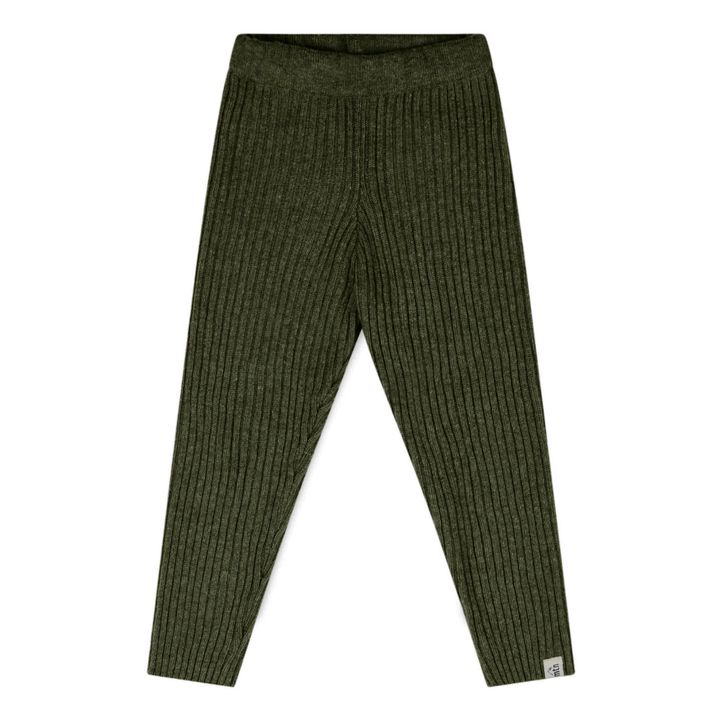 Ribbed Knit Legging Recycled Materials | Dark green- Product image n°0