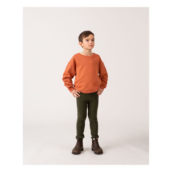 Ribbed Knit Legging Recycled Materials | Dark green- Product image n°2