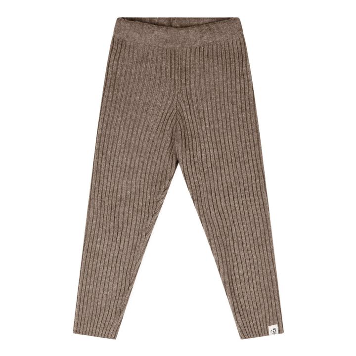 Ribbed Knit Legging Recycled Materials | Taupe brown- Product image n°0