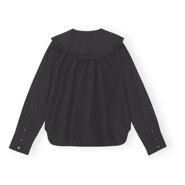 Bluse mit doppeltem Kragen aus Baumwollpopeline | Schwarz- Produktbild Nr. 1
