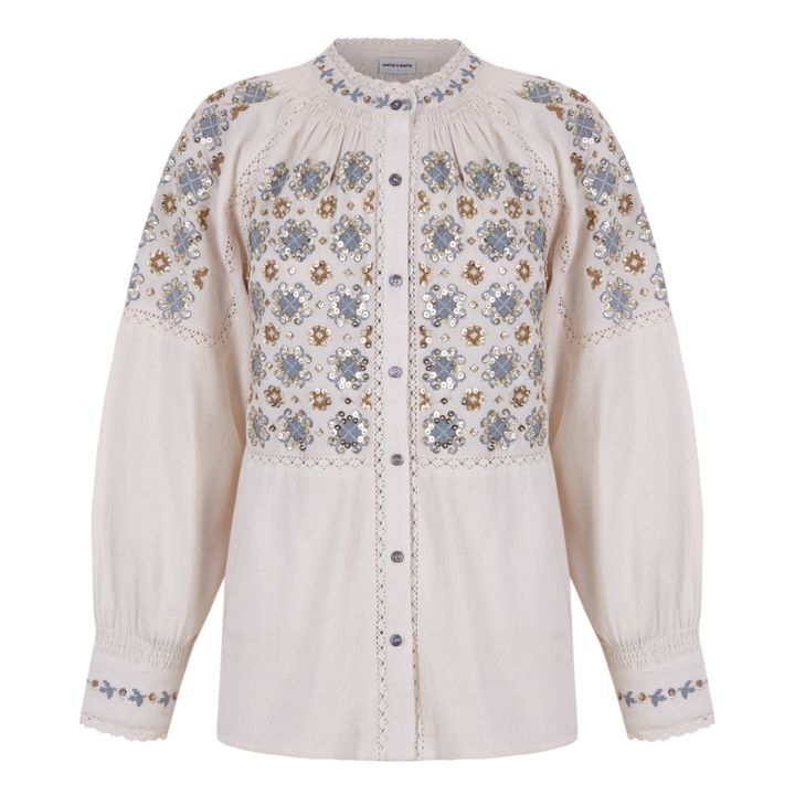 Camicetta Joana in crepe di cotone | Crema- Immagine del prodotto n°0