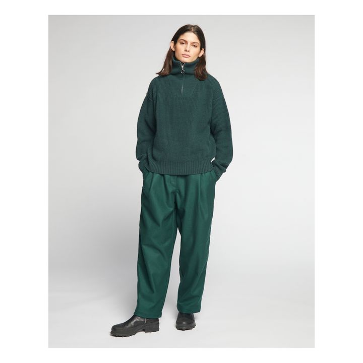 Pantaloni gessati in lana British Worker | Verde scuro- Immagine del prodotto n°1