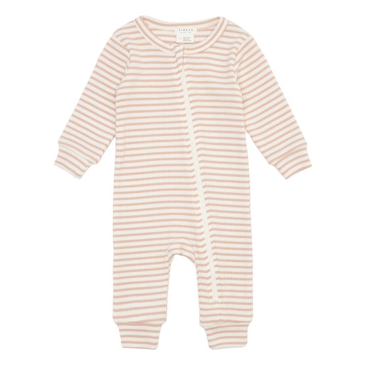 Pijama de una pieza de canalé a rayas | Rosa Palo- Imagen del producto n°0