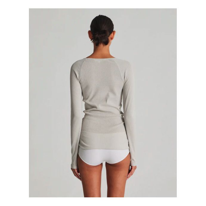 Celia Organic Cotton Pointelle T-shirt | Gris Claro- Imagen del producto n°2